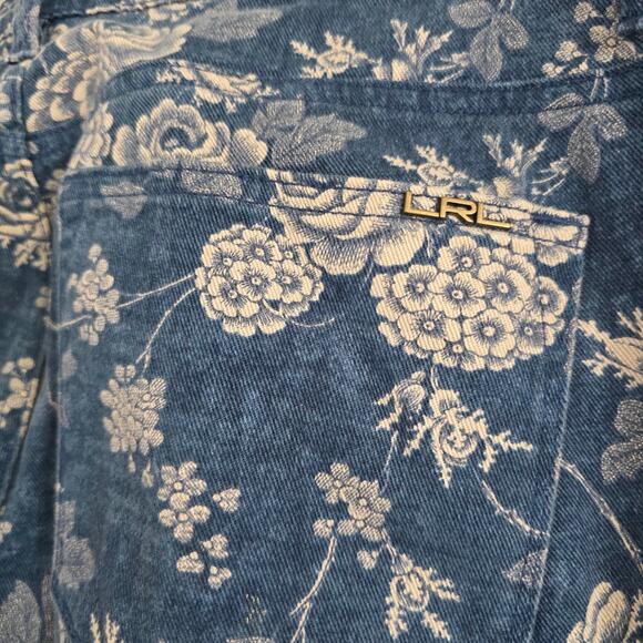 Vintage Ralph Lauren/ Lauren Jeans Floral Print Denim Straight Ankle Size 12 - Picture 3 of 9